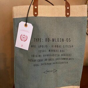 NWT Apolis Global Citizen Market Bag with Soft Leather Handles